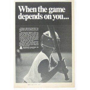 Adirondack Big Stick Baseball Bat Print Ad Vintage 1969 When the Game Depends